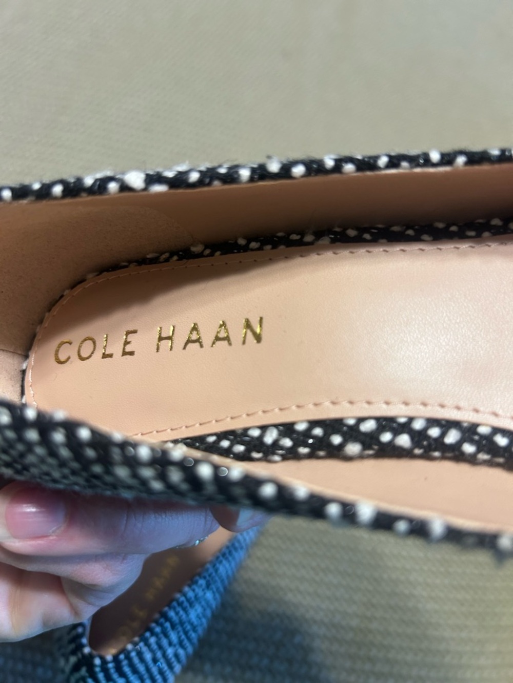 Cole Haan Black and White Textured Women’s Heel